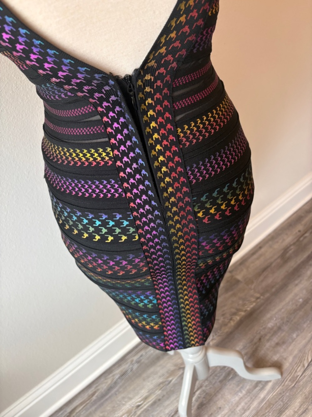 Black Mini Dress with metallic Rainbow - Picture 5 of 14